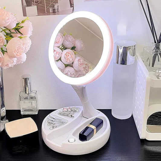 Foldable LED 10X Makeup Mirror