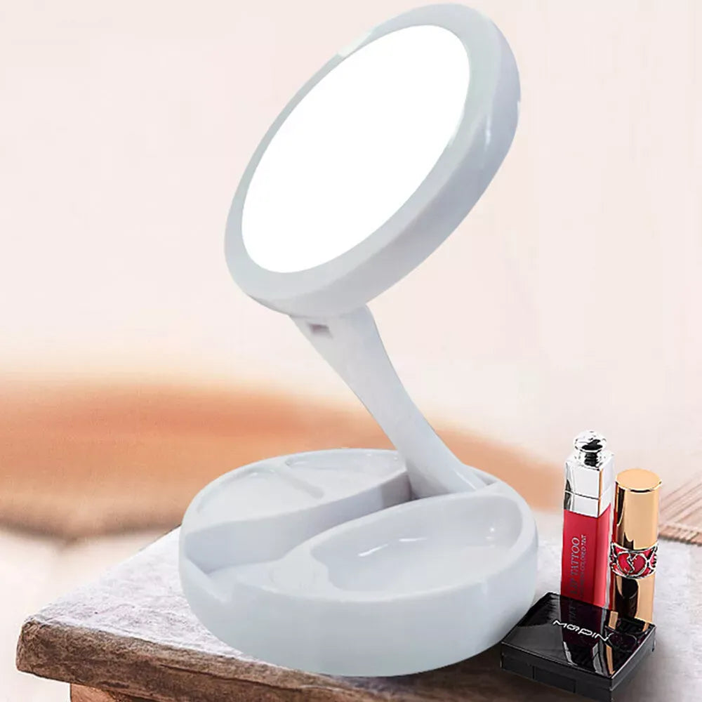 Foldable LED 10X Makeup Mirror